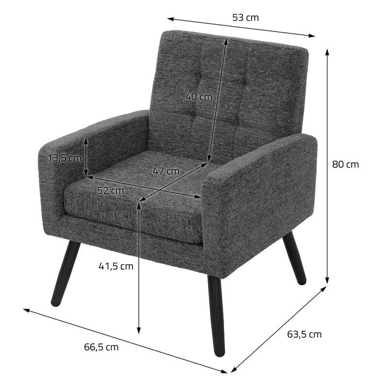 ML-DESIGN | Sessel mit Armlehnen 66,5x80x63,5 cm Stahlgestell/Webstruktur Relaxsessel Lesesessel Ohrensessel Fernsehsessel für Wohnzimmer
