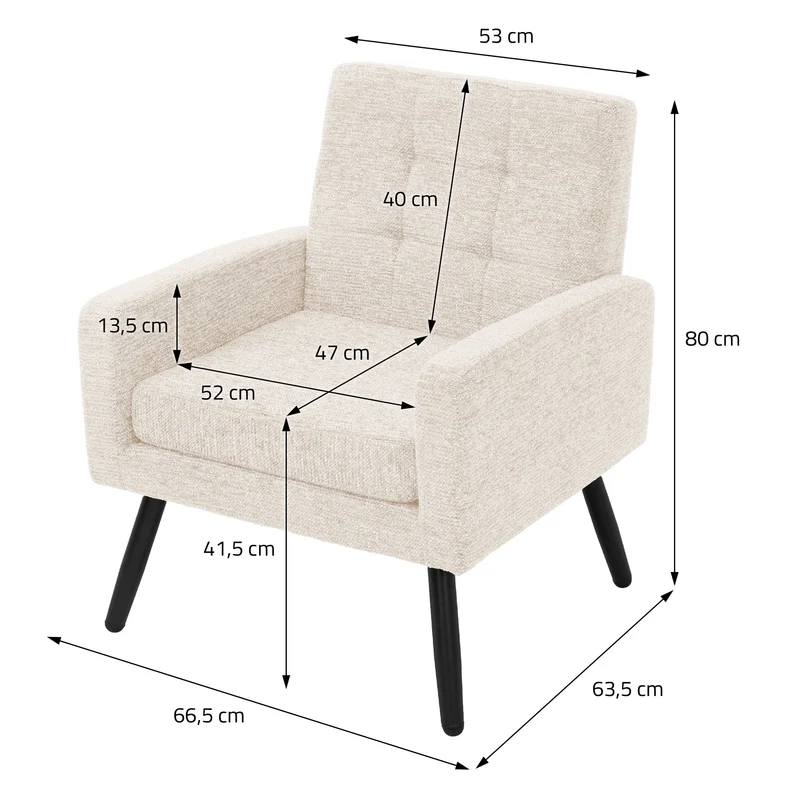 ML-DESIGN | Sessel mit Armlehnen 66,5x80x63,5 cm Stahlgestell/Webstruktur Beige Relaxsessel Lesesessel Polstersessel Fernsehsessel für Wohnzimmer