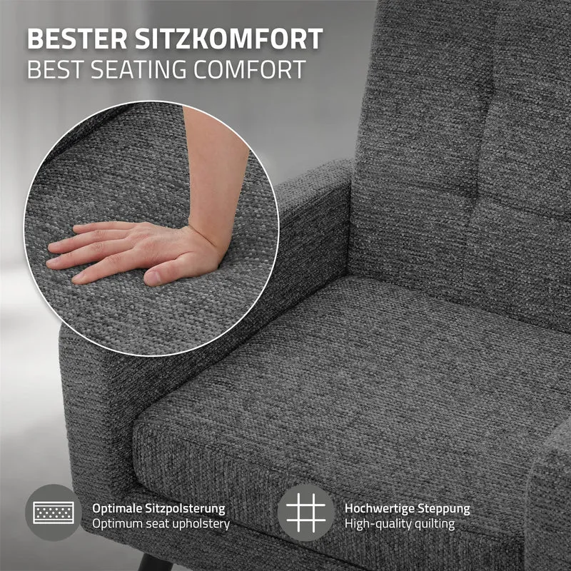 ML-DESIGN | Sessel mit Armlehnen 66,5x80x63,5 cm Stahlgestell/Webstruktur Anthrazit Relaxsessel Lesesessel Polstersessel Fernsehsessel für Wohnzimmer