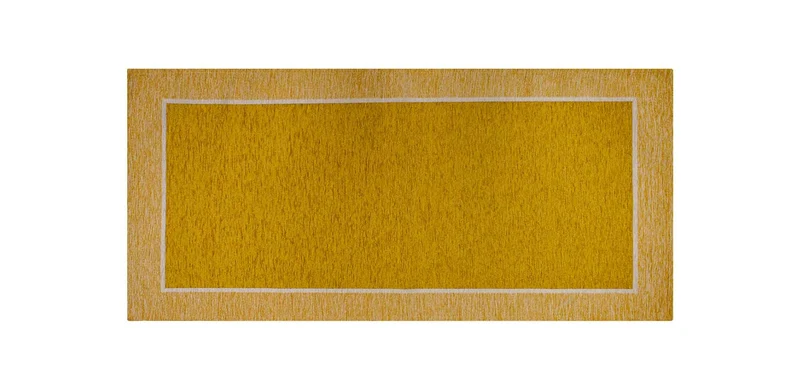 Tappeto Arredo Moderno Antiscivolo in Ciniglia Made in italy Cotone Roma Senape