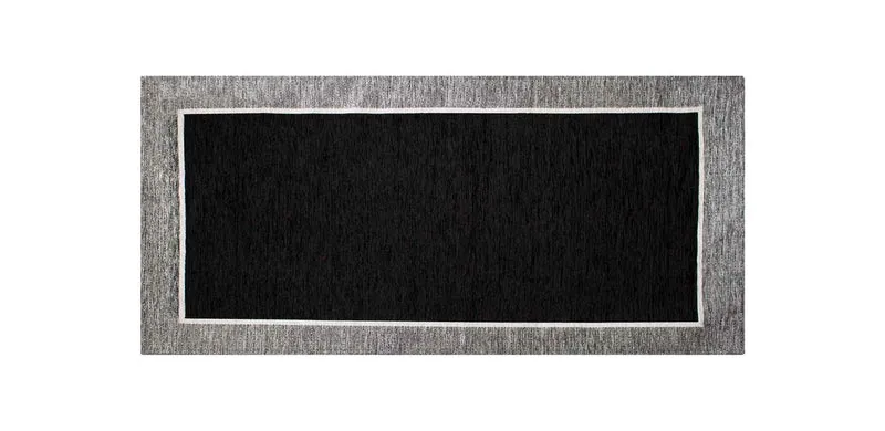 Tappeto Arredo Moderno Antiscivolo in Ciniglia Made in italy Cotone Roma NeroScuro