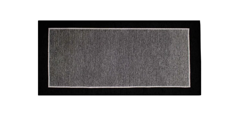 Tappeto Arredo Moderno Antiscivolo in Ciniglia Made in italy Cotone Roma Nero