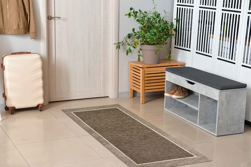 Tappeto Arredo Moderno Antiscivolo in Ciniglia Made in italy Cotone Roma GrigioScuro