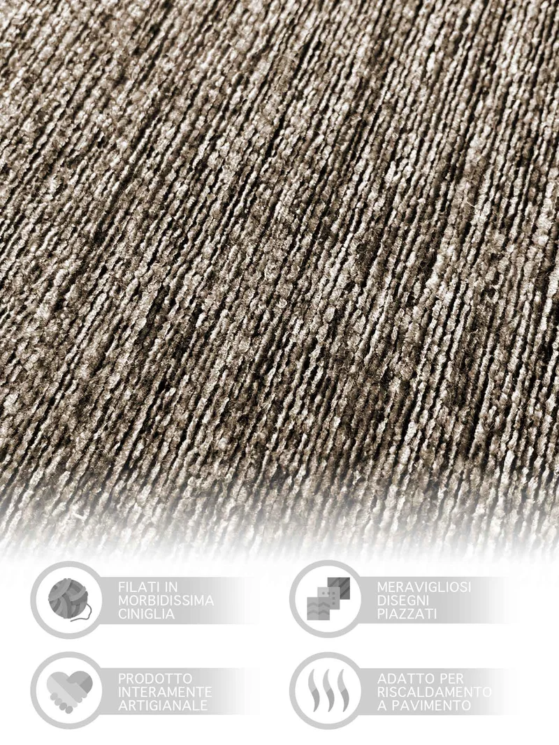Tappeto Arredo Moderno Antiscivolo in Ciniglia Made in italy Cotone Roma GrigioScuro