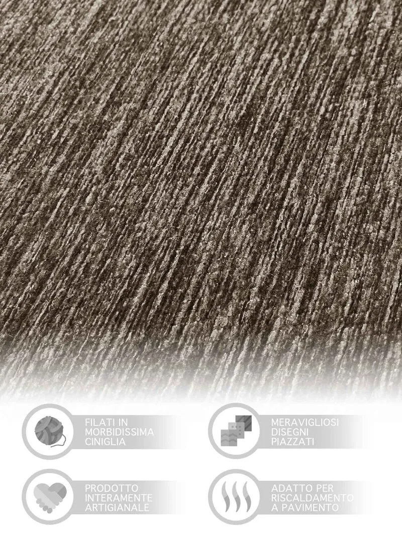 Tappeto Arredo Moderno Antiscivolo in Ciniglia Made in italy Cotone Roma Grigio