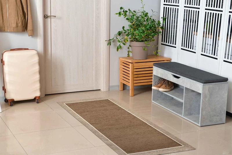 Tappeto Arredo Moderno Antiscivolo in Ciniglia Made in italy Cotone Roma FangoScuro