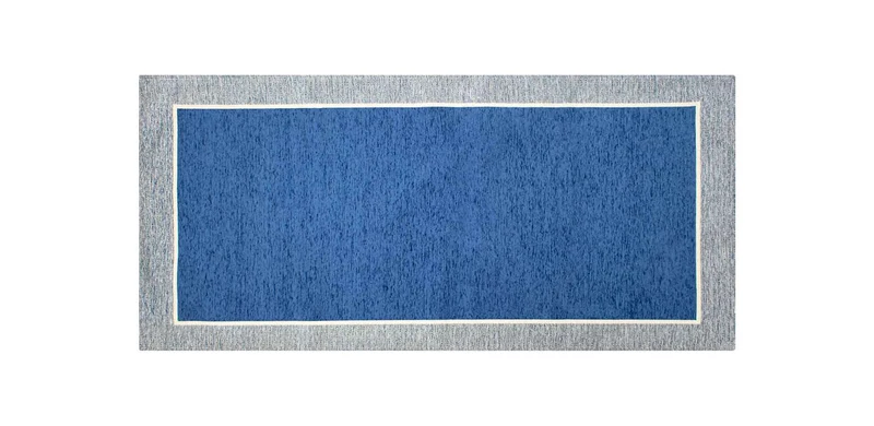 Tappeto Arredo Moderno Antiscivolo in Ciniglia Made in italy Cotone Misure Grande Roma BluMare