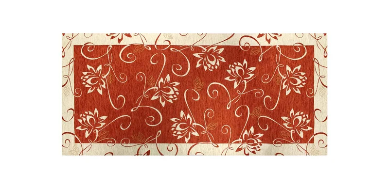 Tappeto Arredo Moderno Antiscivolo in Ciniglia Made in italy Cotone Ninfea Ruggine