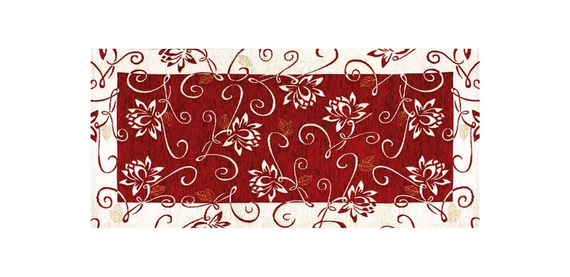 Tappeto Arredo Moderno Antiscivolo in Ciniglia Made in italy Cotone Ninfea Rosso