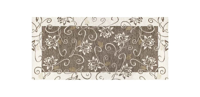 Tappeto Arredo Moderno Antiscivolo in Ciniglia Made in italy Cotone Ninfea Grigio