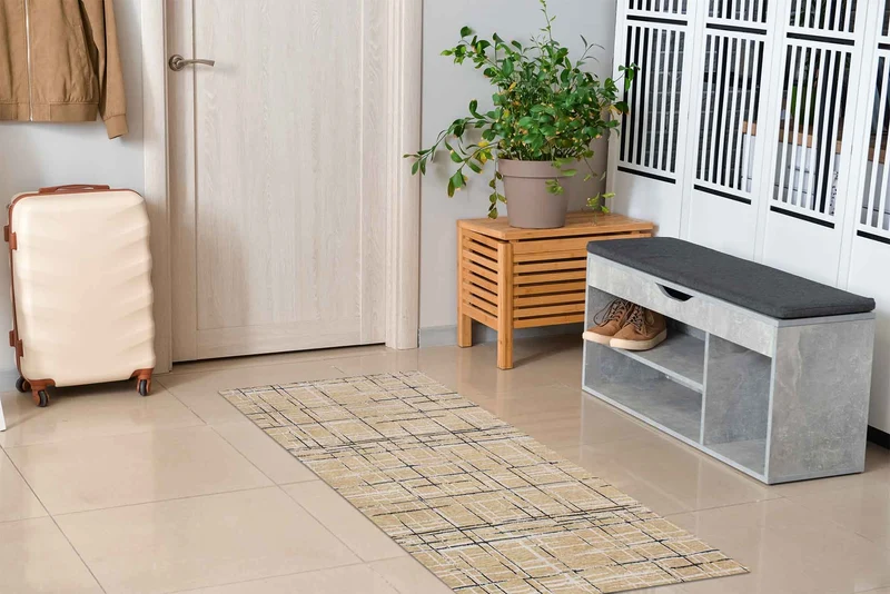 Tappeto Arredo Moderno Antiscivolo in Ciniglia Made in italy Disegni Piazzati Cotone Misure Grande