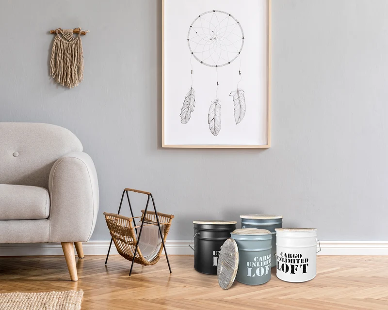 Set 4 Contenitori Grandi In Acciaio Cargo Unlimited Loft Pouf Sgabello Il Gruppone