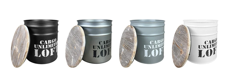 Set 4 Contenitori Grandi In Acciaio Cargo Unlimited Loft Pouf Sgabello Il Gruppone