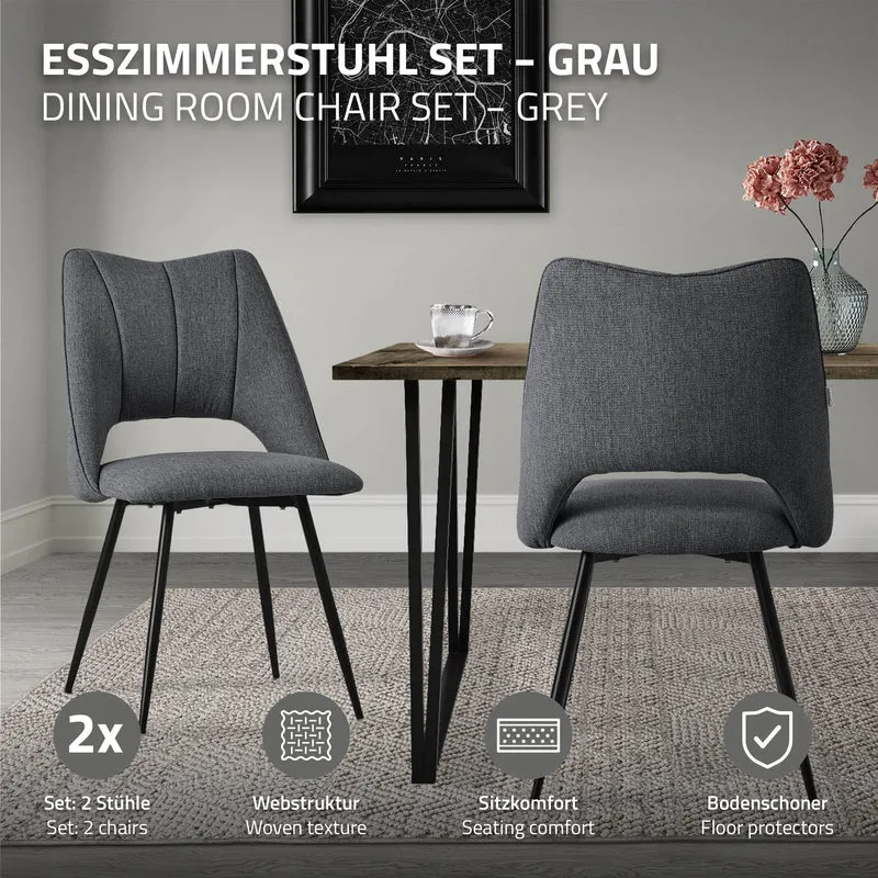 Esszimmerstuhl 2er Set Grau gepolstert inkl. Montagematerial Polsterstuhl Küchenstuhl ML-Design