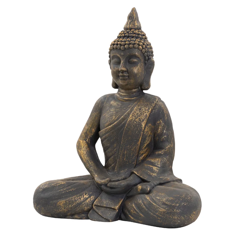 ECD Germany | Buddha Figur sitzend aus wetterfestem Polyresin, Dekoration für Haus, Wohnung & Garten