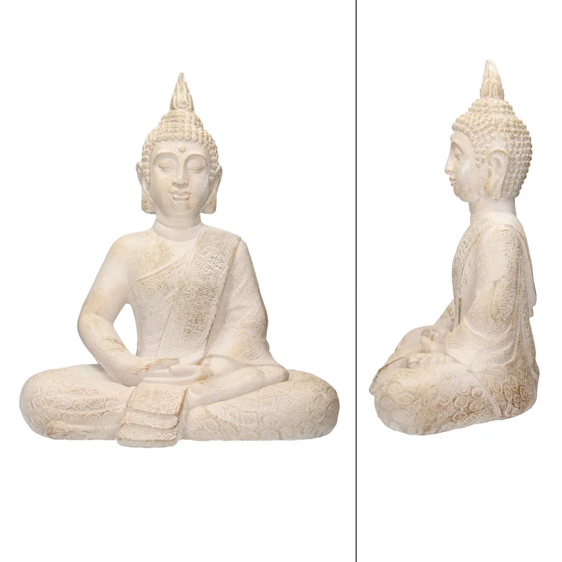 ECD Germany | Buddha Figur sitzend aus wetterfestem Polyresin, Dekoration für Haus, Wohnung & Garten