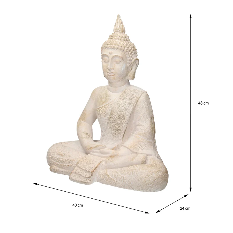 ECD Germany | Buddha Figur sitzend aus wetterfestem Polyresin, Dekoration für Haus, Wohnung & Garten