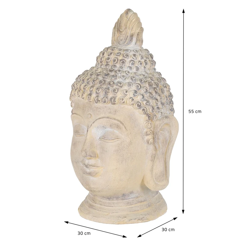 ECD Germany | Buddha Kopf Figur aus Kunststein Asien Dekorationsobjekt für Haus und Garten