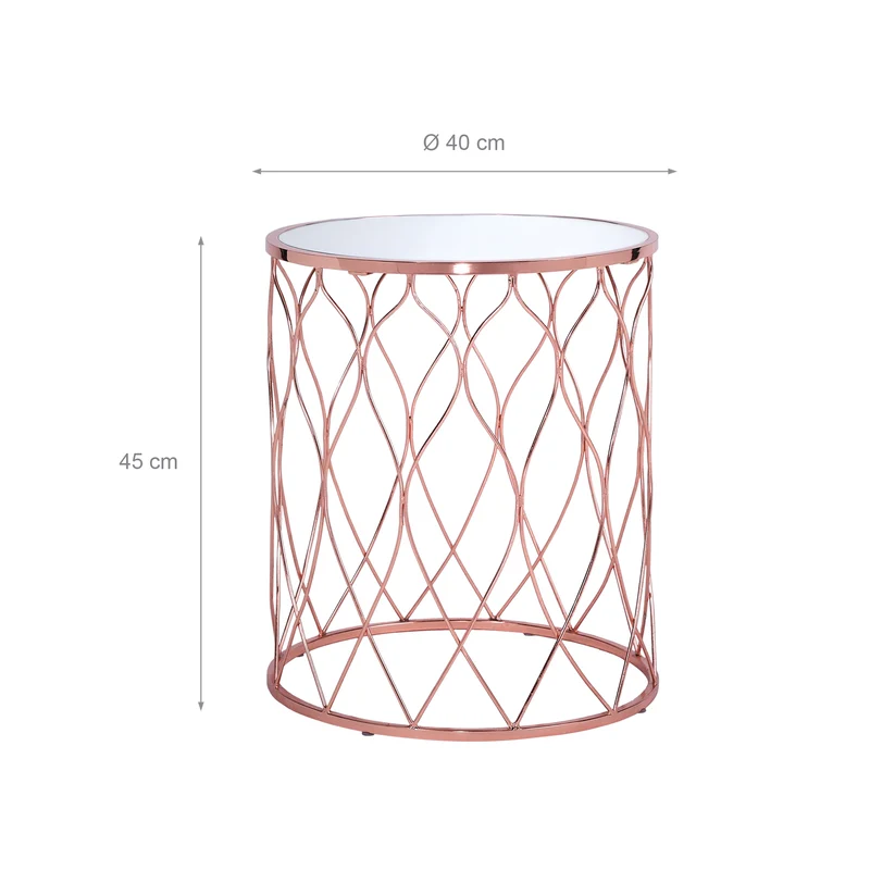 B-Ware Beistelltisch 2er Set Ø 40x45 / 45x55 cm Kupfer aus Metall und Spiegelglas WOMO-Design