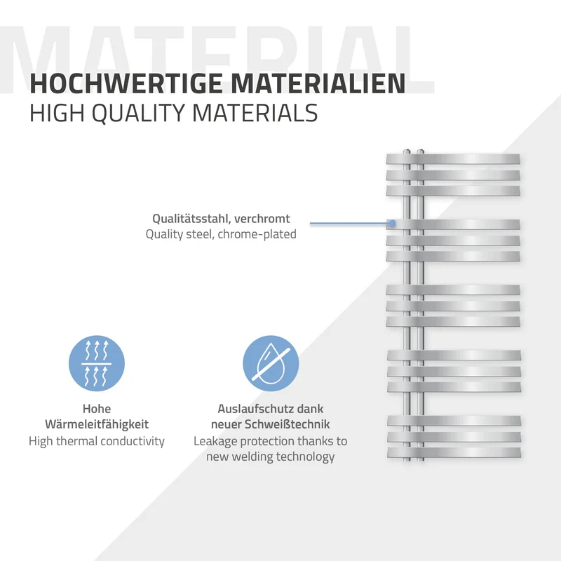 Badheizkörper Iron EM mit Heizstab 900W 500x1200 mm Chrome