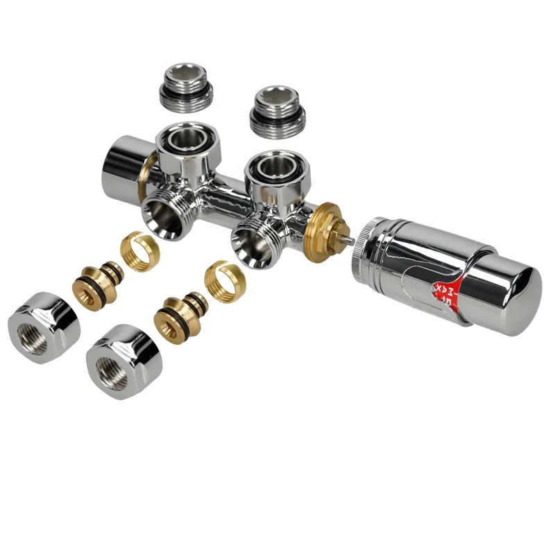 Badheizkörper Mittelanschluss 500x1200 mm Chrome mit Wand Anschlussgarnitur LuxeBath