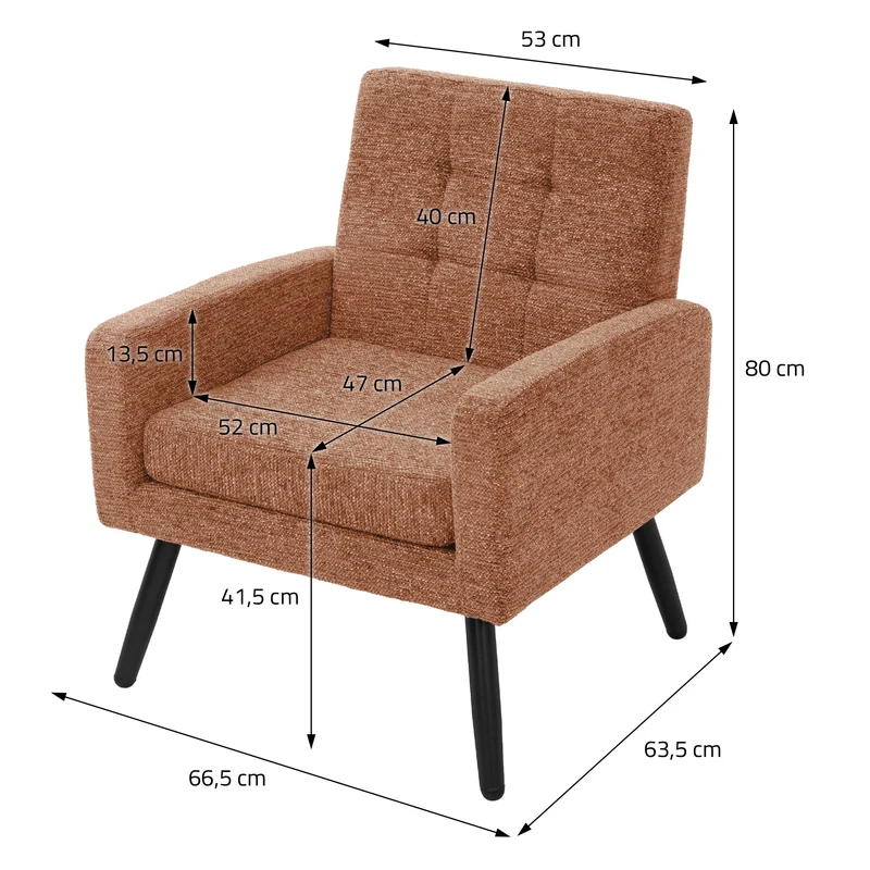 ML-DESIGN | Sessel mit Armlehnen 66,5x80x63,5 cm Stahlgestell/Webstruktur Rot Relaxsessel Lesesessel Polstersessel Fernsehsessel für Wohnzimmer