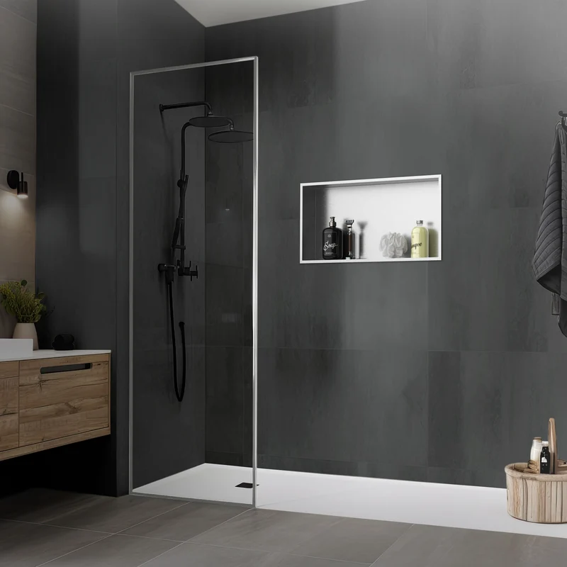 B-Ware Duschnische 60x30 cm Silber aus Edelstahl Wandnische Duschablage LuxeBath