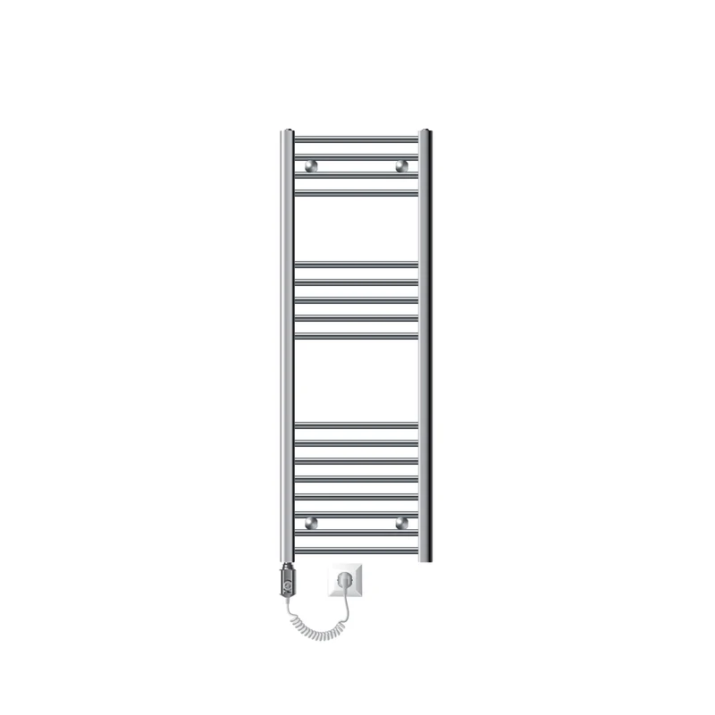 Elektrischer Badheizkörper mit Heizstab 900W 400x1200 mm Chrome gerade mit Seitenanschluss LuxeBath