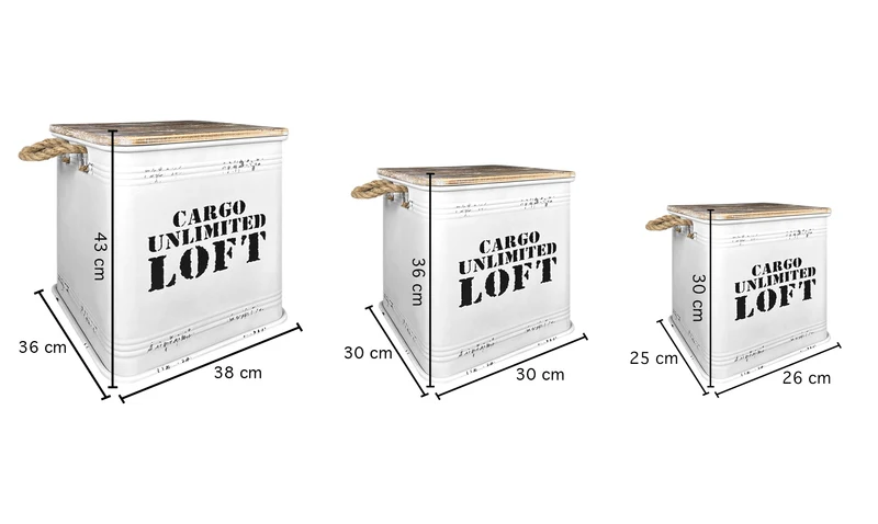 Set 3 Contenitori Grandi In Acciaio Cargo Unlimited Loft Pouf Sgabello Coperchio In Legno Vintage Sgabelli Militari Contenitore Metallo