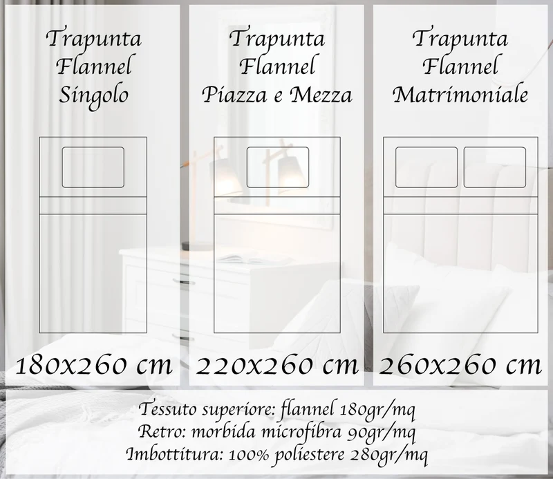Trapunta Invernale in Tessuto Flanellato Effetto Velluto 550 g/mq Il Gruppone