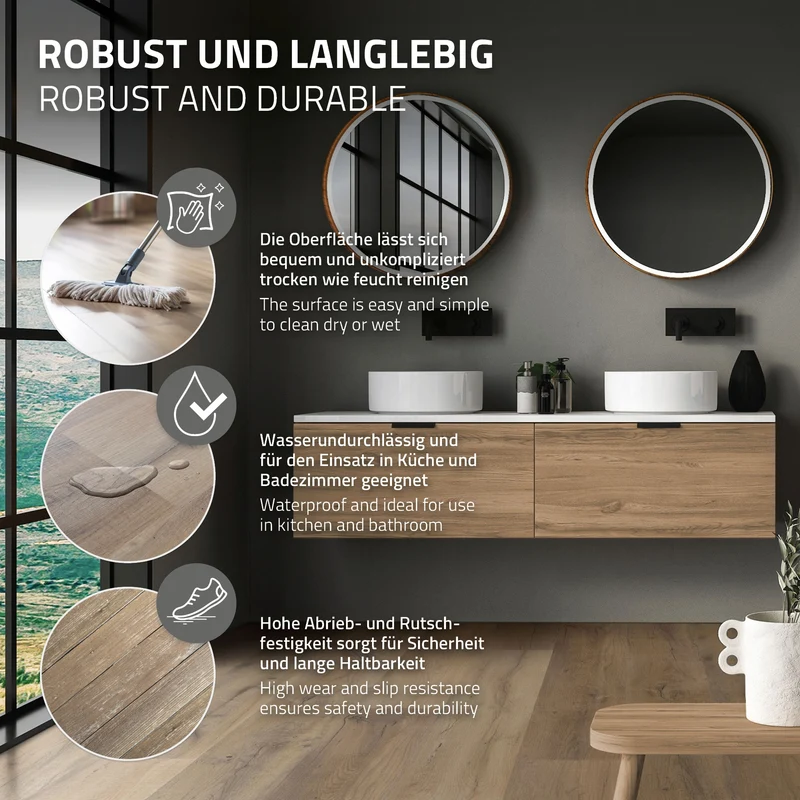 ML-DESIGN | Vinylboden Klick 35 Stück Klicksystem mit Belastungsklasse 34, 122 x 18 cm x 4,2 mm 7,7m² PVC Eiche Rustikal Hell Holzoptik Bodenbelag