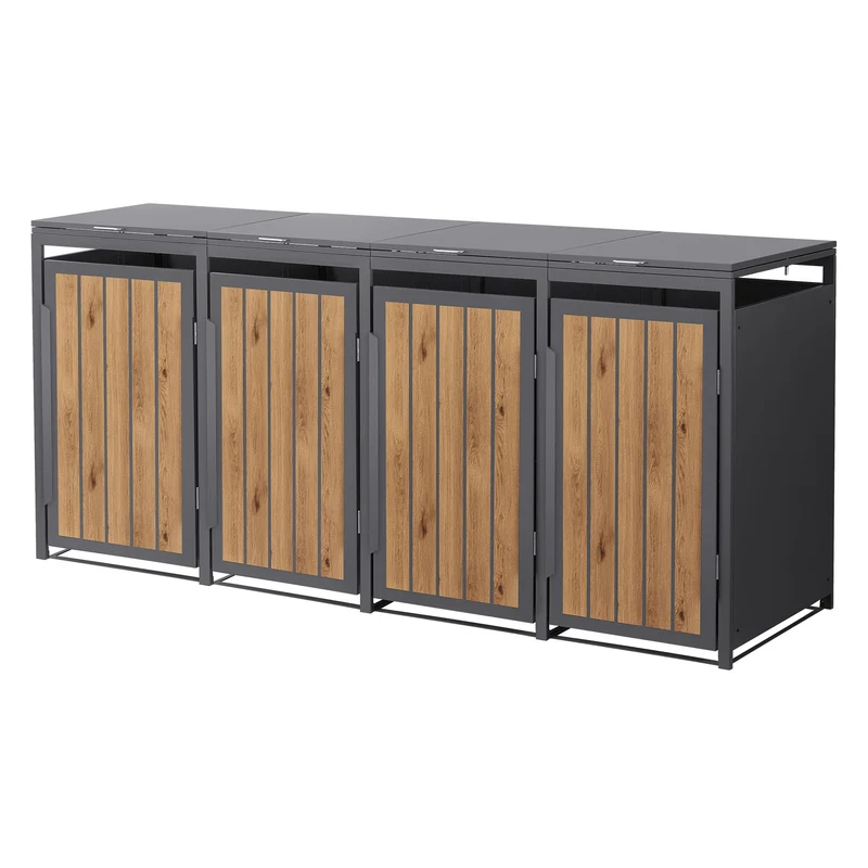 Mülltonnenbox Mülltonnenverkleidung Streben Design für bis zu 4 Tonnen je 240L aus Stahl