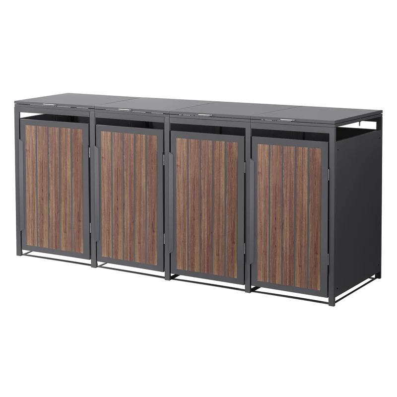 Mülltonnenbox Mülltonnenverkleidung Streben Design für bis zu 4 Tonnen je 240L aus Stahl