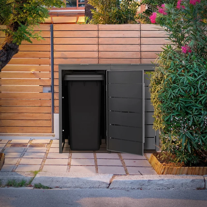 Mülltonnenbox Mülltonnenverkleidung Streben Design für bis zu 4 Tonnen je 240L aus Stahl