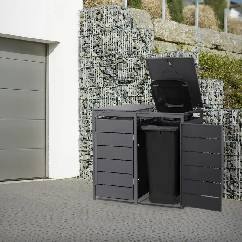 Mülltonnenbox Mülltonnenverkleidung Streben Design für bis zu 4 Tonnen je 240L aus Stahl