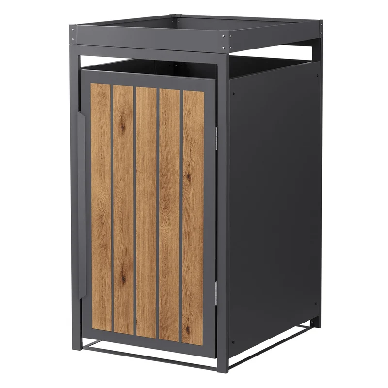 Mülltonnenbox Mülltonnenverkleidung Streben Design mit Pflanzdach für bis zu 4 Tonnen je 240L aus Stahl