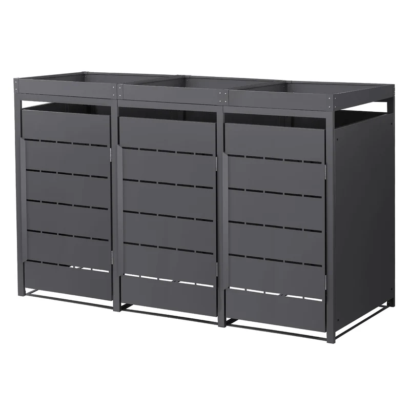 Mülltonnenbox Mülltonnenverkleidung Streben Design mit Pflanzdach für bis zu 4 Tonnen je 240L aus Stahl
