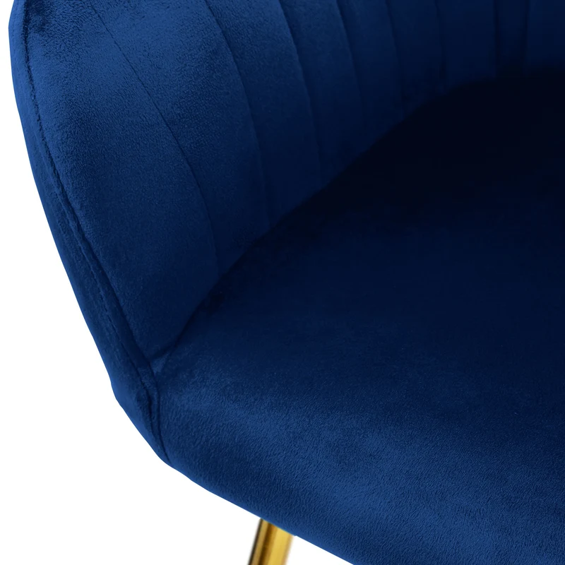 B-Ware Esszimmerstuhl 2er Set mit Rücken- und Armlehnen Blau Küchenstuhl mit Microfaser-Samtbezug & goldenen Metallbeinen ML-Design