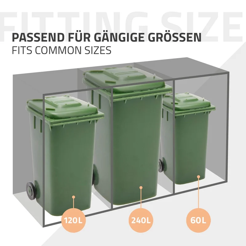 Mülltonnenbox mit Pflanzdach 4er bis 240L 264x80x124 cm aus Stahl in Rostoptik ML-Design