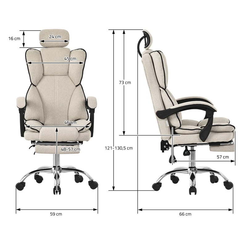 ML-Design | Bürostuhl höhenverstellbar mit Rückenlehne und Fuß-& Kopfstütze bis 120 kg, Chefsessel Wippfunktion, Computerstuhl