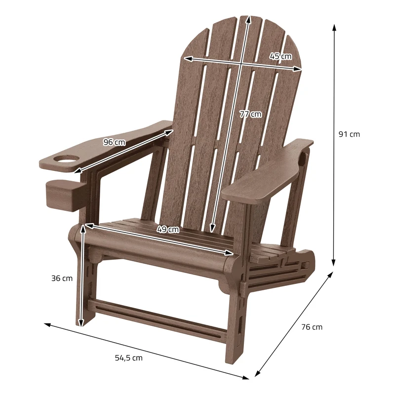 Gartenstuhl Adirondack Stuhl Sonnenstuhl wetterfest aus HDPE Kunststoff bis 180 kg Braun Gartensessel ML-Design