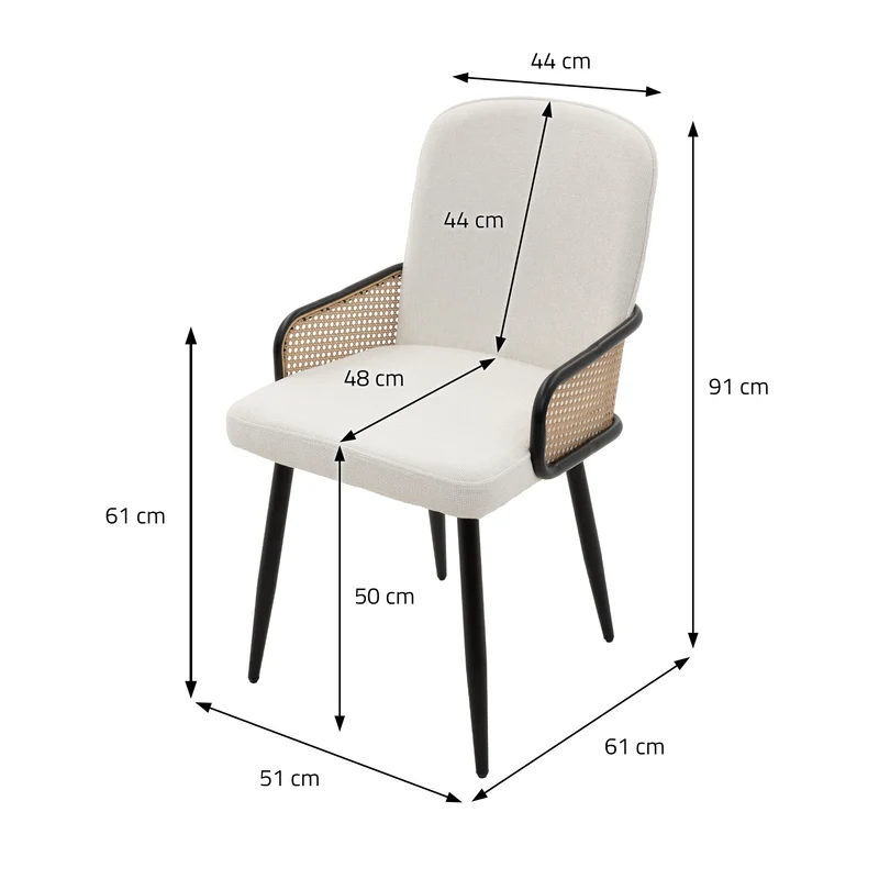 Esszimmerstühle 2er Set Beige mit Arm- & Rückenlehne, Polsterstühle für Esszimmer & Küche ML-Design