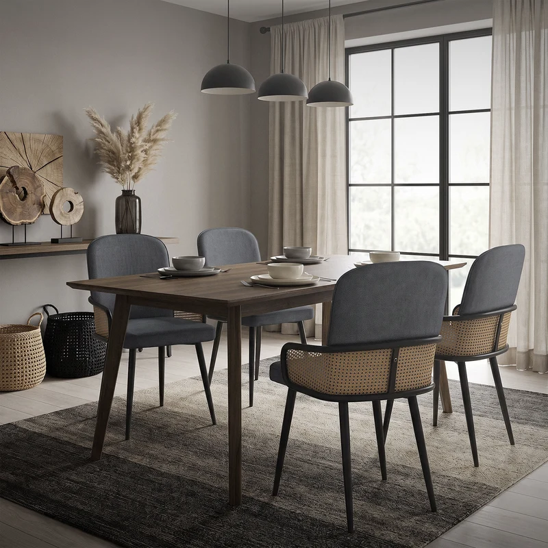 Esszimmerstühle 2er Set Anthrazit mit Arm- & Rückenlehne, Polsterstühle für Esszimmer & Küche ML-Design