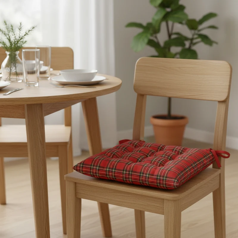 Cuscino per Sedia in Cotone Stampato - Tartan