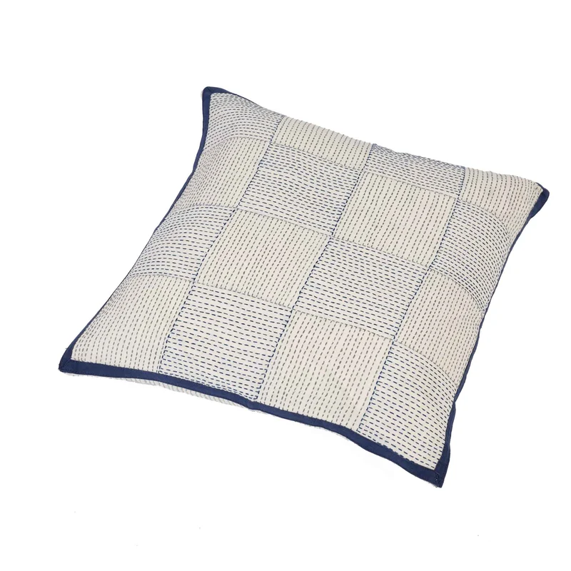 Federa cuscino Kantha scacchiera cotone