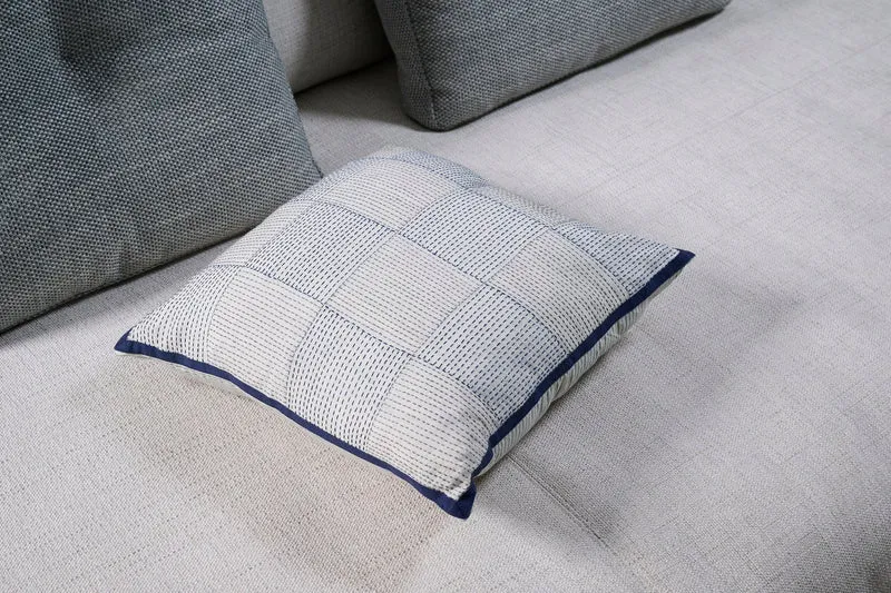 Federa cuscino Kantha scacchiera cotone