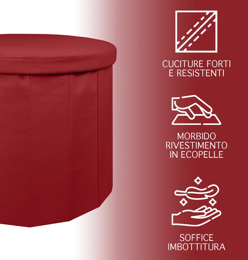 Pouf Contenitore Rotondo Portaoggetti In Ecopelle Poggiapiedi Salotto Il Gruppone