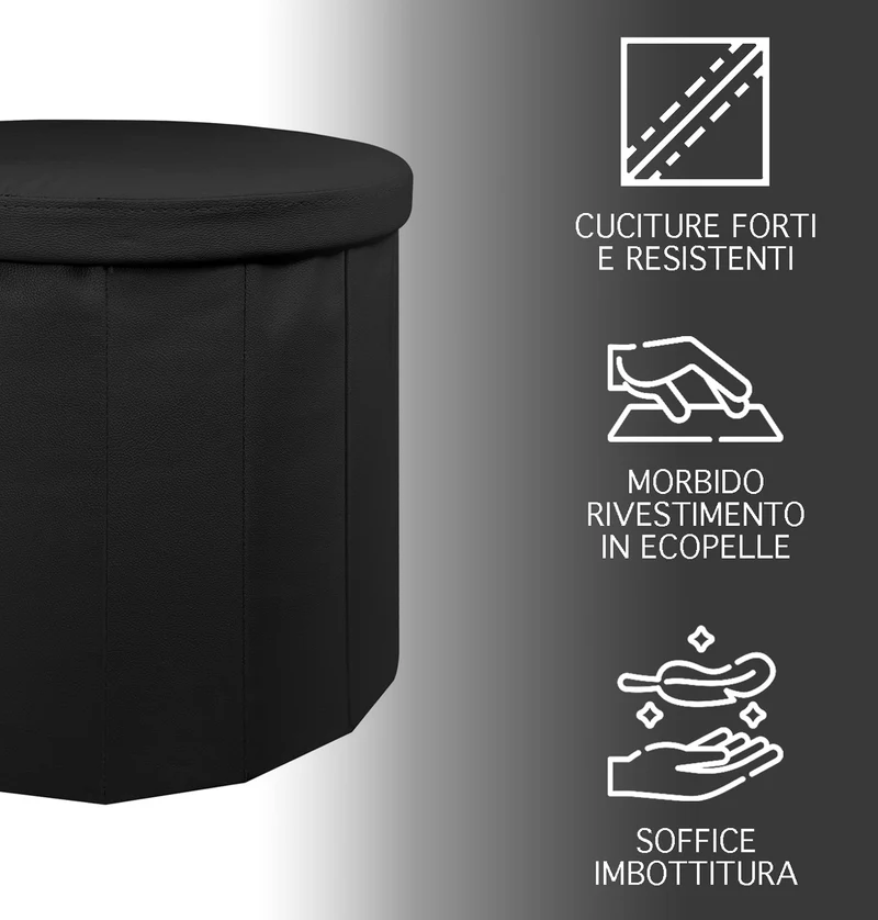 Pouf Contenitore Rotondo Portaoggetti In Ecopelle Poggiapiedi Salotto Il Gruppone