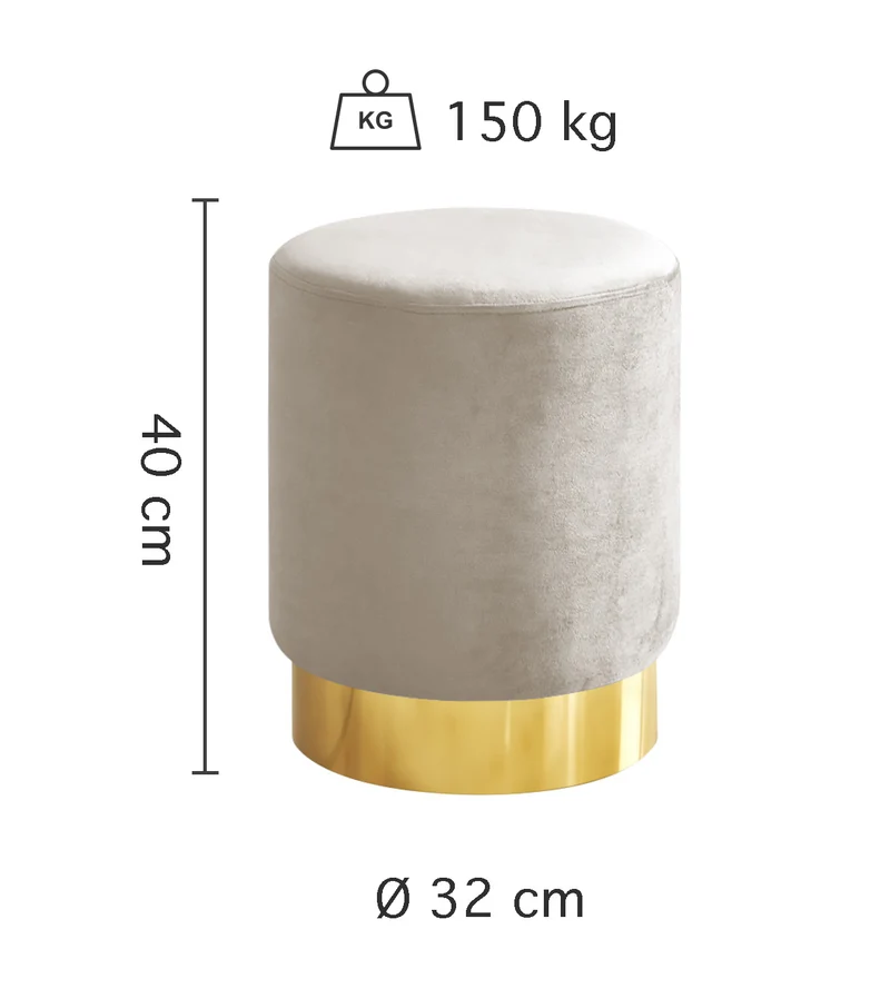 Pouf Cilindro Poggiapiedi Salotto In Velluto Sgabello Camera Con Base Dorata Il Gruppone