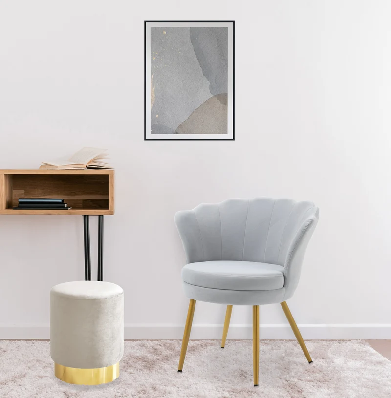 Pouf Cilindro Poggiapiedi Salotto In Velluto Sgabello Camera Con Base Dorata Il Gruppone